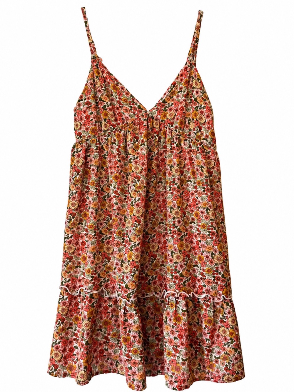 Wild Fable Sun Dress orange green floral size M cotton